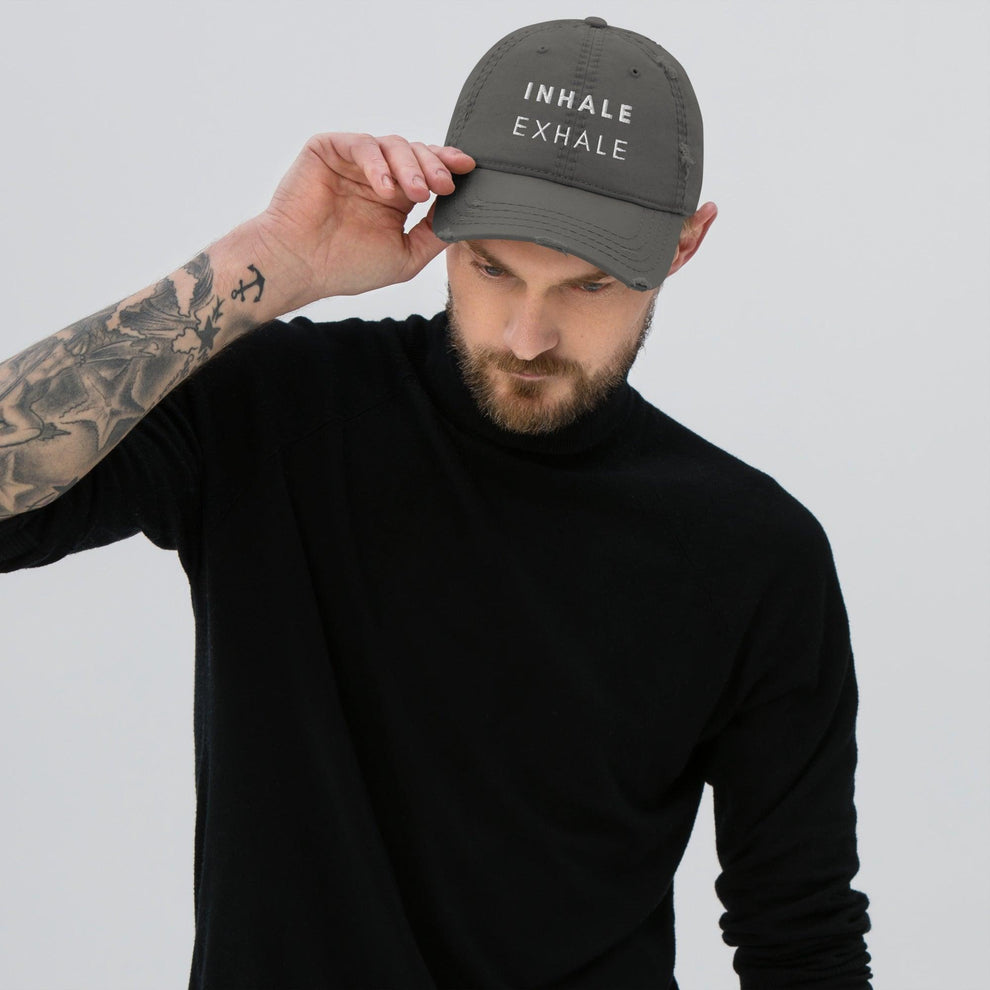Inhale Exhale Distressed Hat - Myndful Apparel
